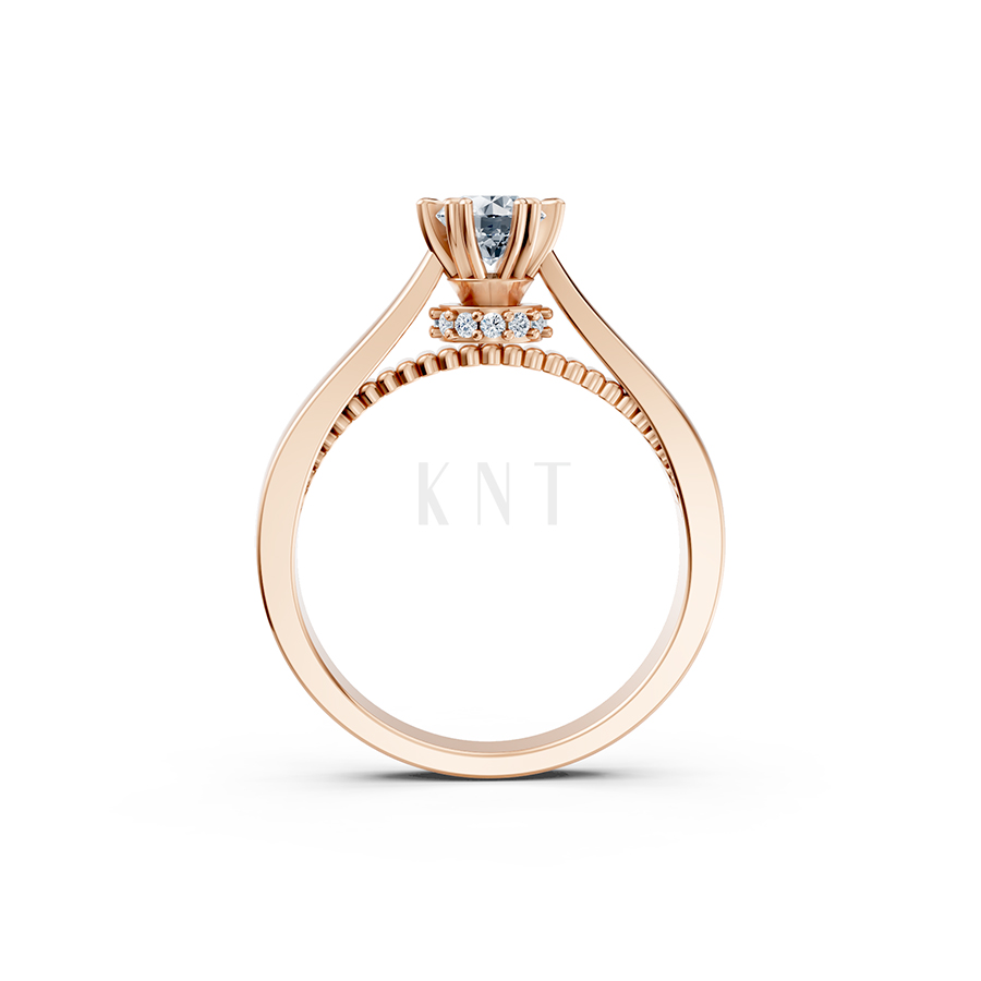 Nhẫn đính hôn đá US R230 thiết kế solitaire sang trọng màu vàng hồng Rose Gold vàng đẹp, họa tiết hình học, độc đáo