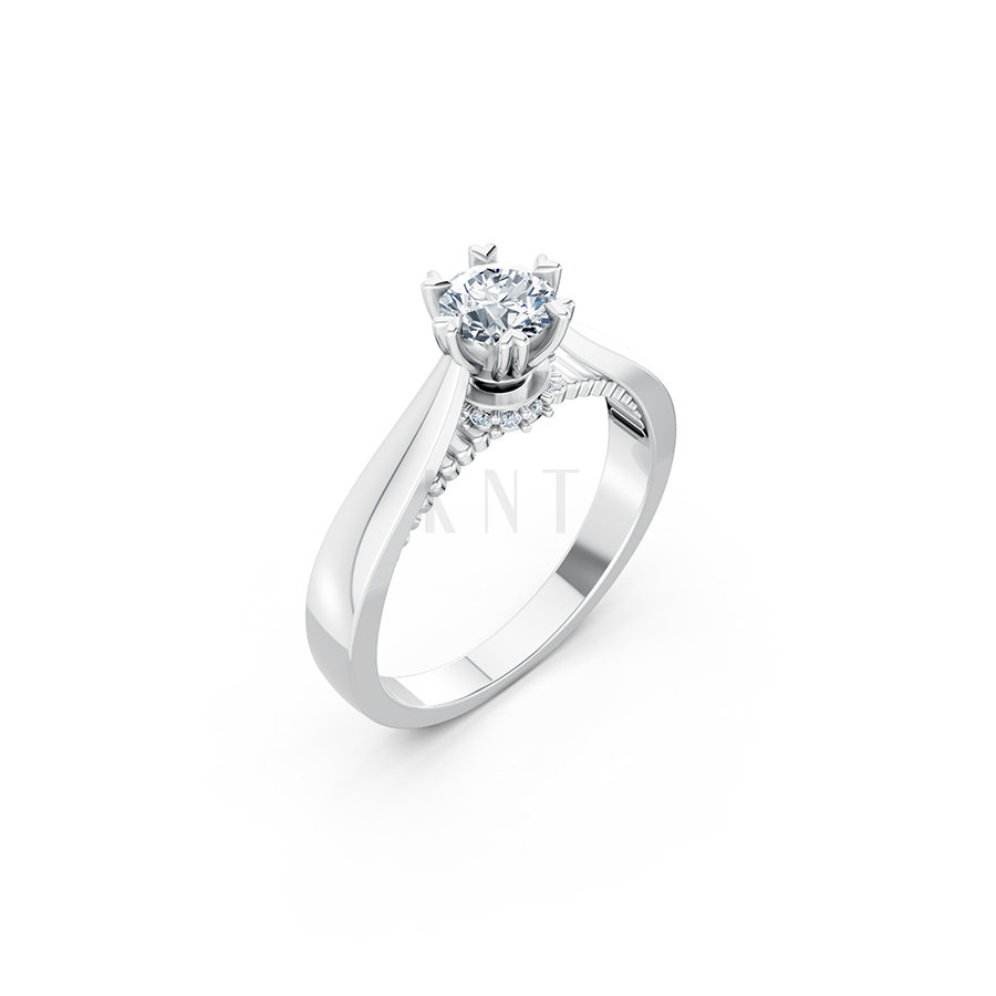 Nhẫn đính hôn đá US R230 thiết kế solitaire sang trọng màu vàng trắng White Gold kiểu dáng hiện đại, nổi bật