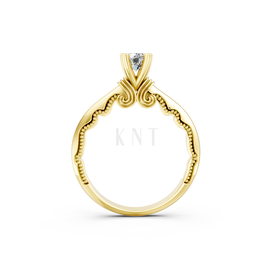 Nhẫn đính hôn R232 màu Vàng Gold vàng 10K/14K/18K/607 đính đá nhỏ, thanh lịch
