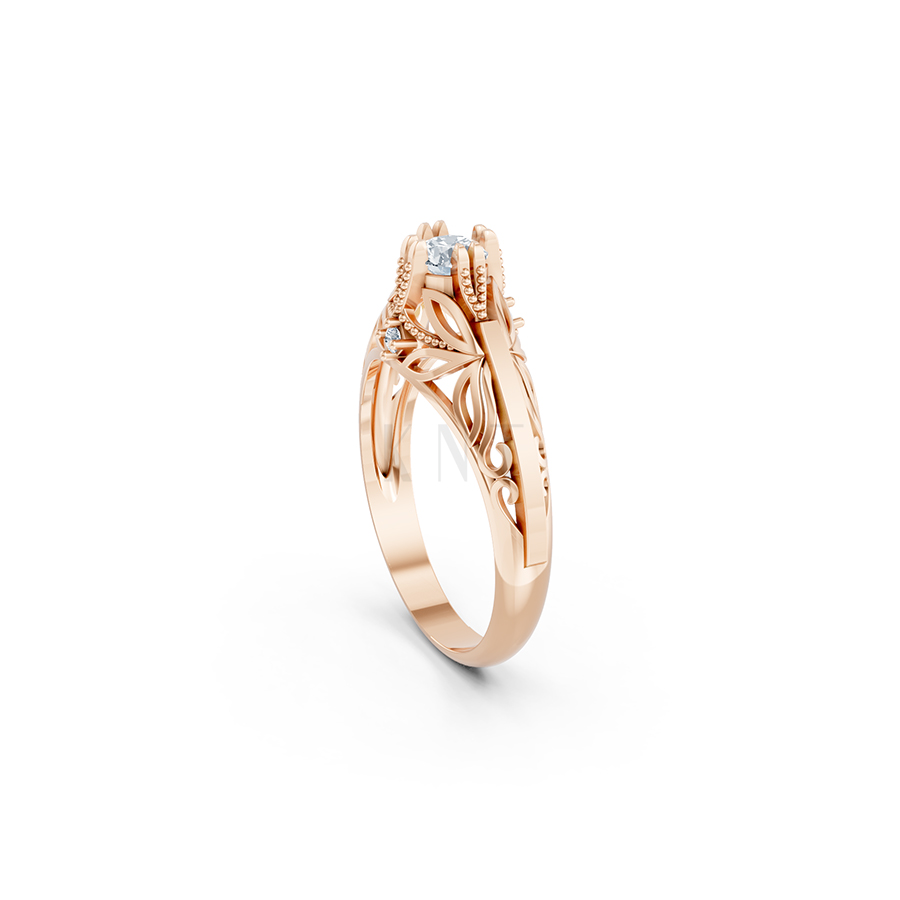 Nhẫn đính hôn R234 thiết kế cổ điển chạm khắc tinh xảo màu vàng hồng Rose Gold cặp đôi, phong cách trẻ trung, nổi bật