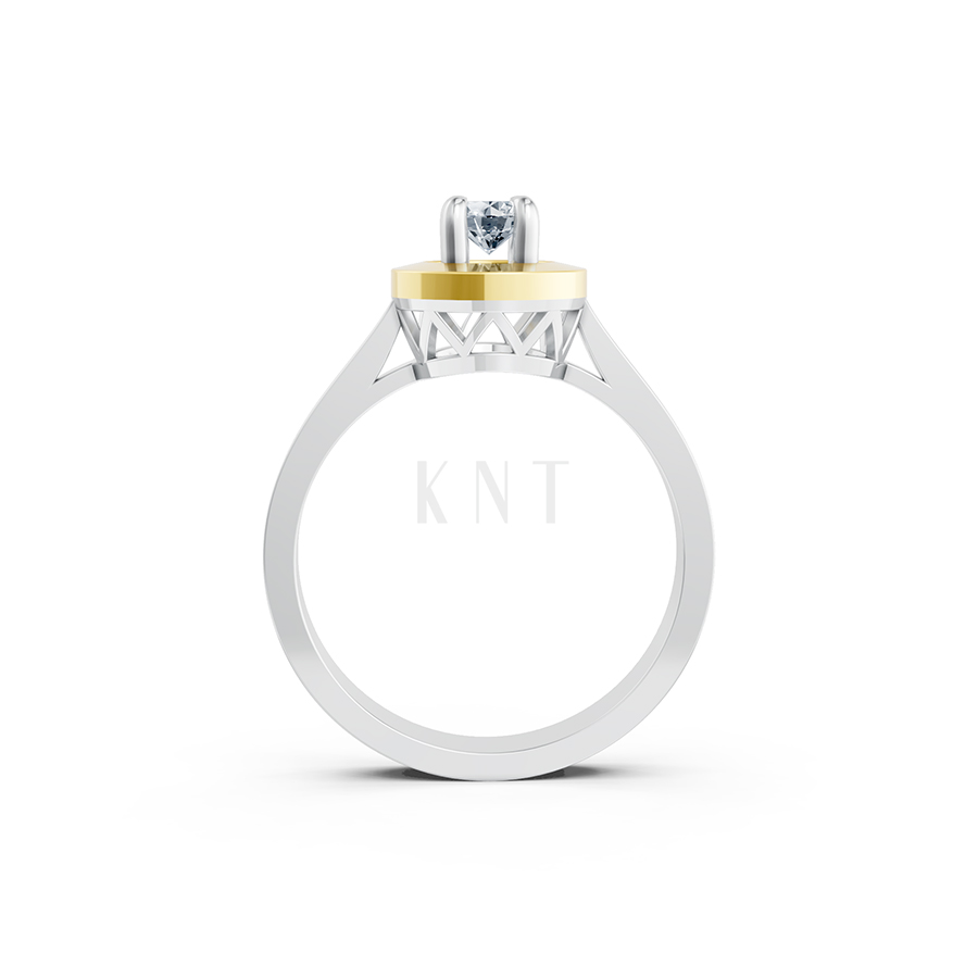 Nhẫn đính hôn đá US R235 đính đá chủ tròn tượng trưng mặt trời phối màu Dual Color phong cách trẻ trung, nổi bật