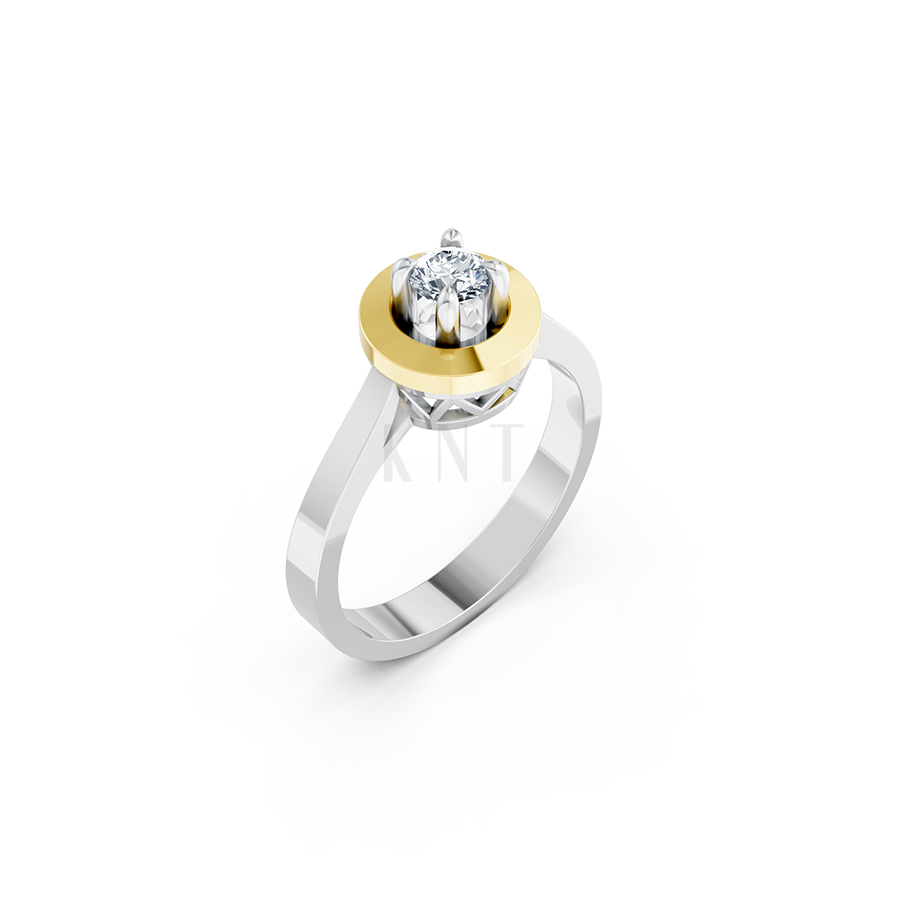 Nhẫn đính hôn đá US R235 đính đá chủ tròn tượng trưng mặt trời phối màu Dual Color họa tiết ấn tượng, cá tính