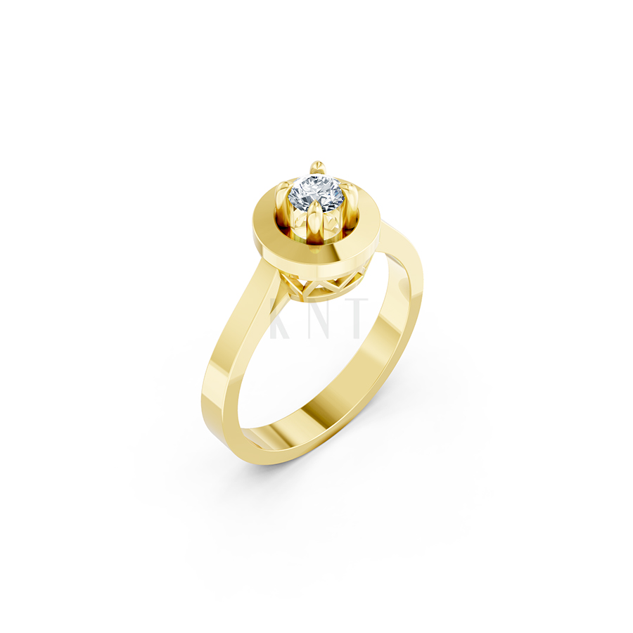 Nhẫn đính hôn đá US R235 đính đá chủ tròn tượng trưng mặt trời màu Vàng Gold thiết kế tinh tế, sang trọng