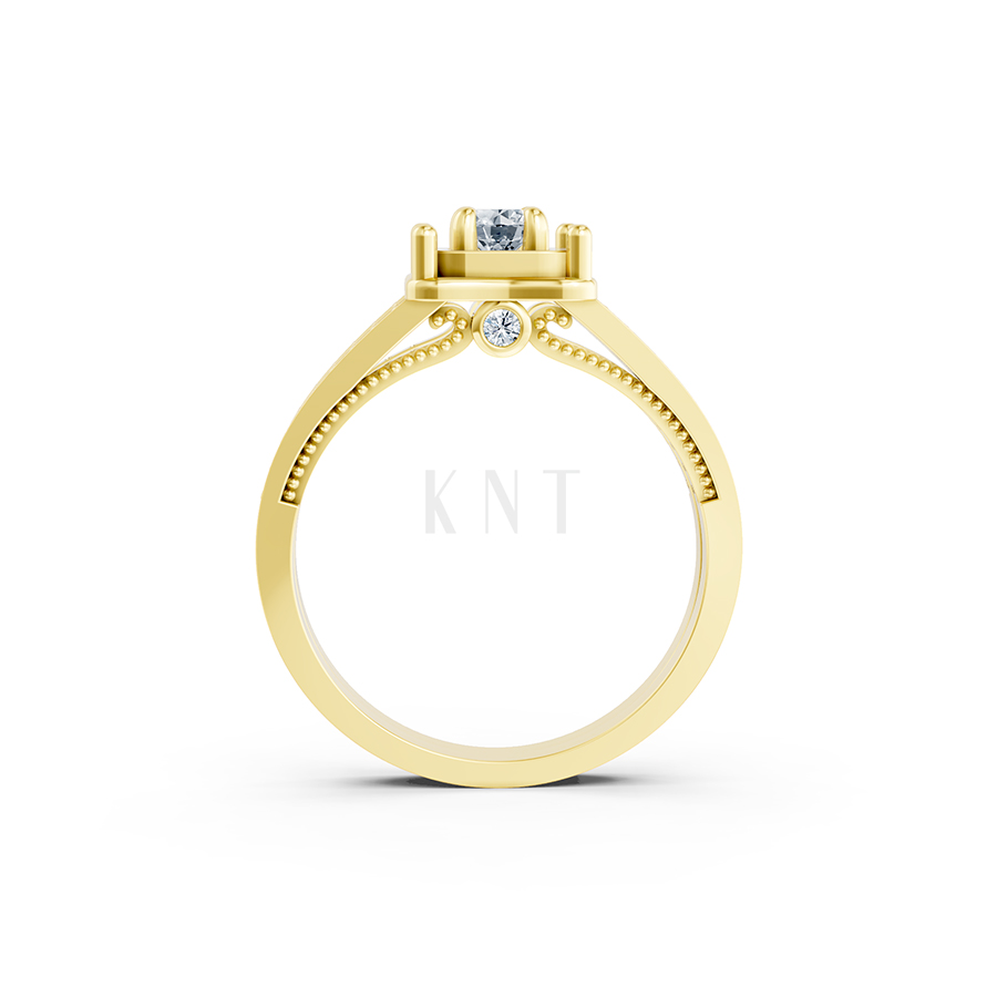 Nhẫn đính hôn đá US R237 ổ hột vuông thời thượng và tinh tế màu Vàng Gold vàng 10K/14K/18K/607 đính đá nhỏ, thanh lịch