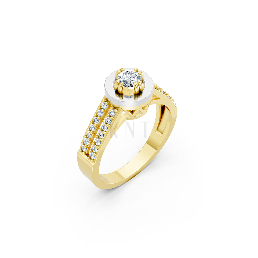 Nhẫn đính hôn đá cao cấp R239 thiết kế hai hàng đá tấm nổi bật phối màu Dual Color họa tiết ấn tượng, cá tính