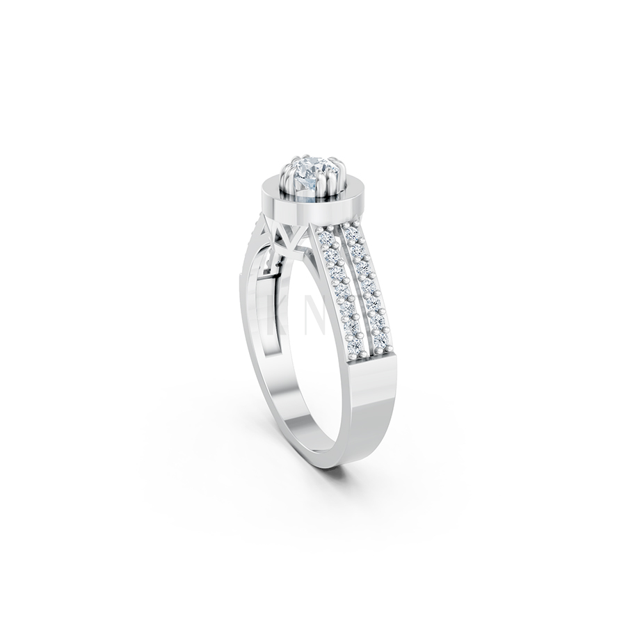 Nhẫn đính hôn đá cao cấp R239 thiết kế hai hàng đá tấm nổi bật màu vàng trắng White Gold kiểu dáng cá tính, hiện đại