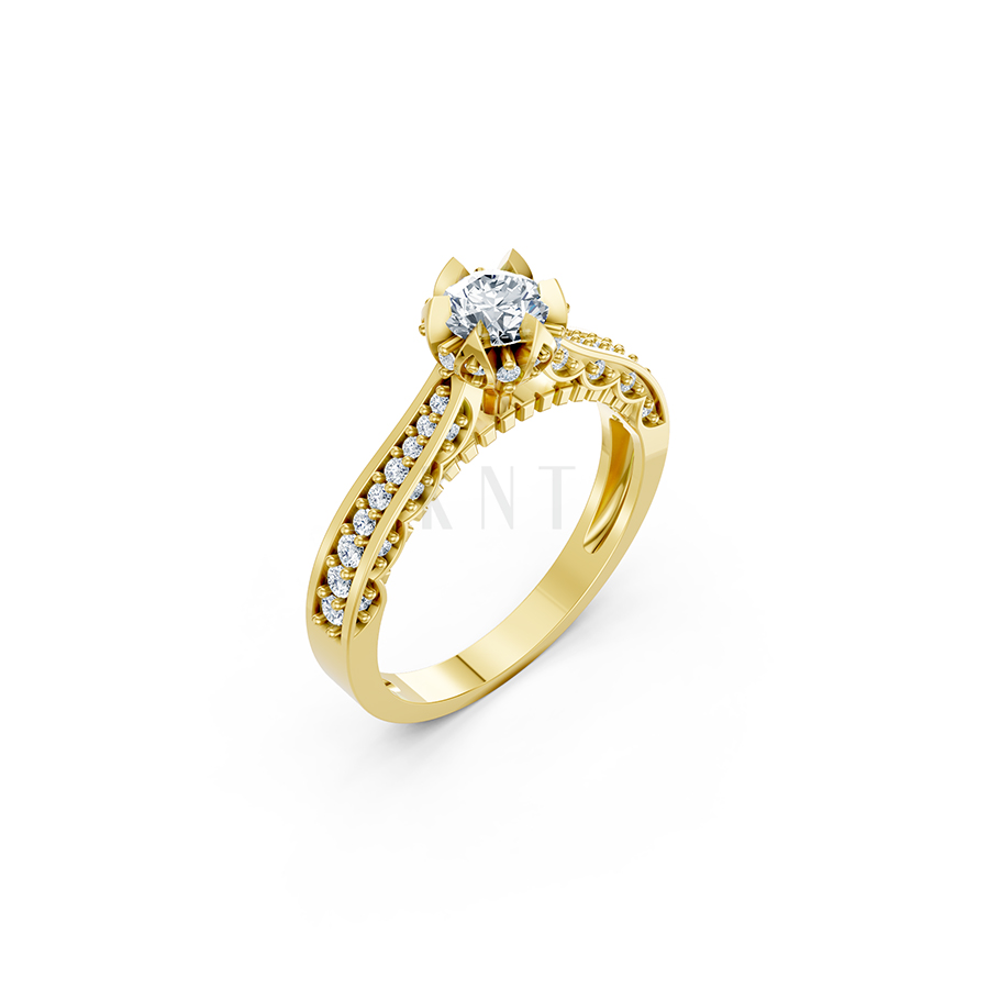 Nhẫn đính hôn R240 màu Vàng Gold thiết kế tinh tế, sang trọng