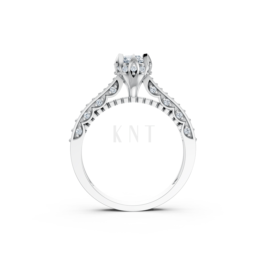 Nhẫn đính hôn R240 màu vàng trắng White Gold kiểu dáng cá tính, hiện đại