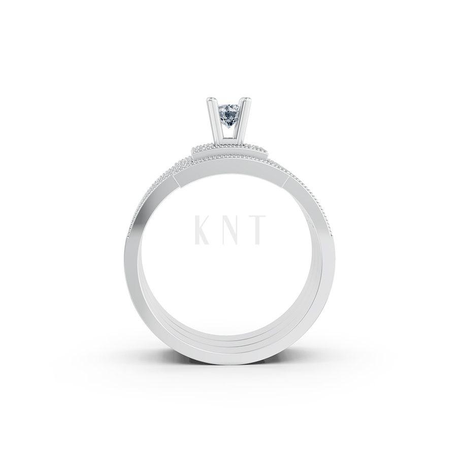 NHẪN ĐÍNH HÔN ĐÁ US - R242 - TINH XẢO, PHONG CÁCH màu vàng trắng White Gold vàng sáng, đường nét sắc sảo, tinh tế