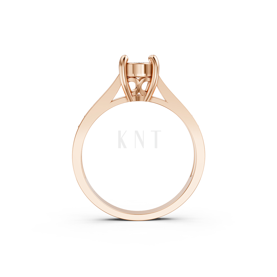 Nhẫn đính hôn R243 màu vàng hồng Rose Gold cặp đôi, phong cách trẻ trung, nổi bật