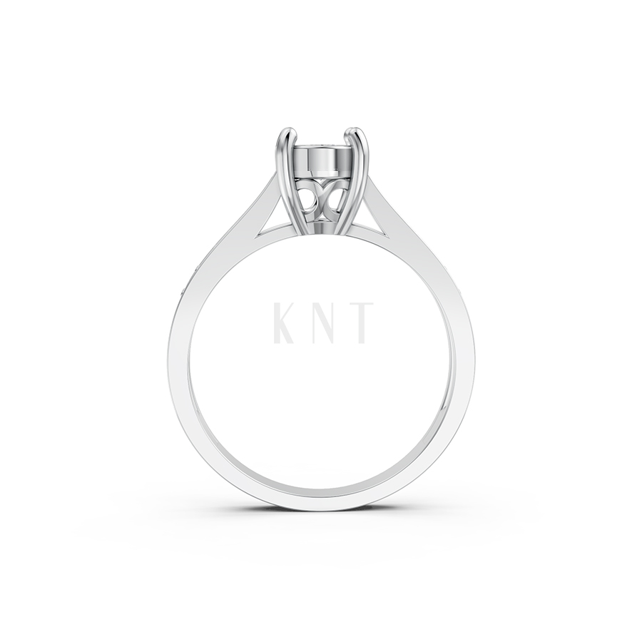 Nhẫn đính hôn R243 màu vàng trắng White Gold kiểu dáng cá tính, hiện đại