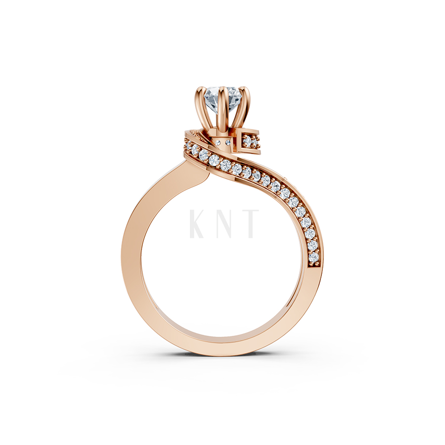 Nhẫn đính hôn R252 mặt nhẫn khắc chữ I Love You nổi bật màu vàng hồng Rose Gold thiết kế đối xứng, phong cách, ấn tượng