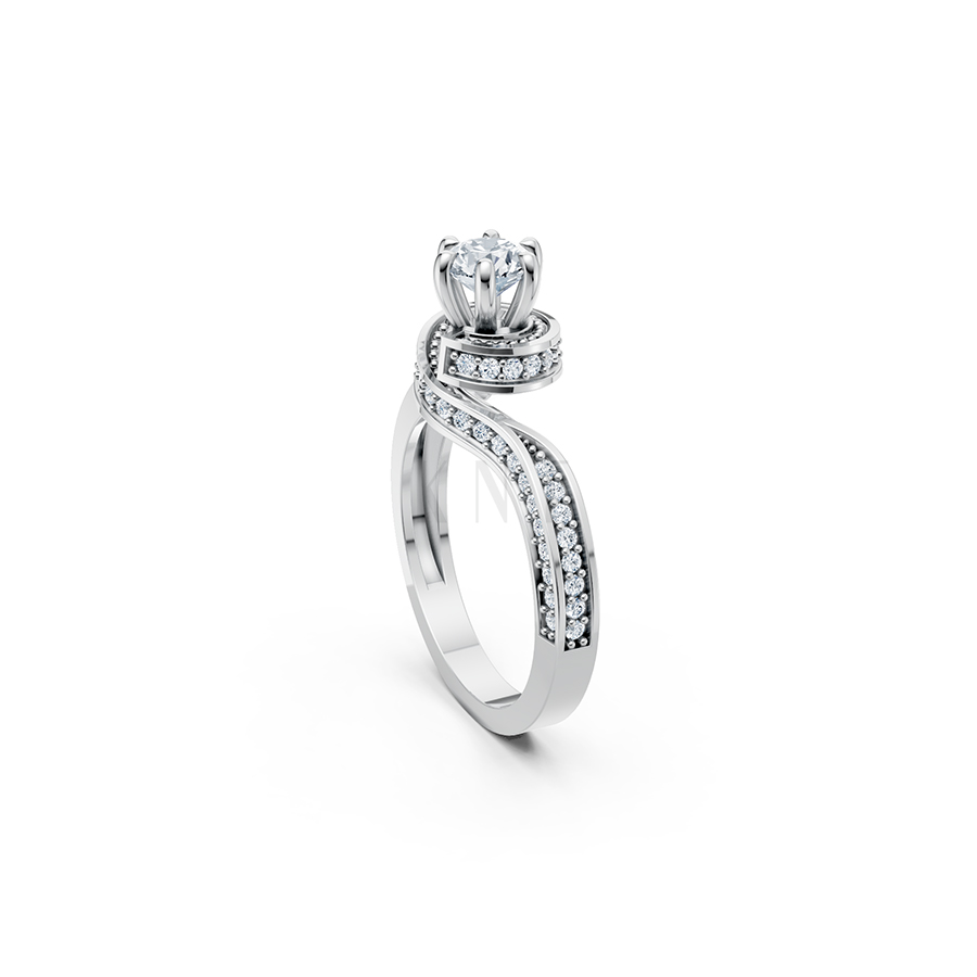 Nhẫn đính hôn R252 mặt nhẫn khắc chữ I Love You nổi bật màu vàng trắng White Gold vàng sáng, đường nét sắc sảo, tinh tế