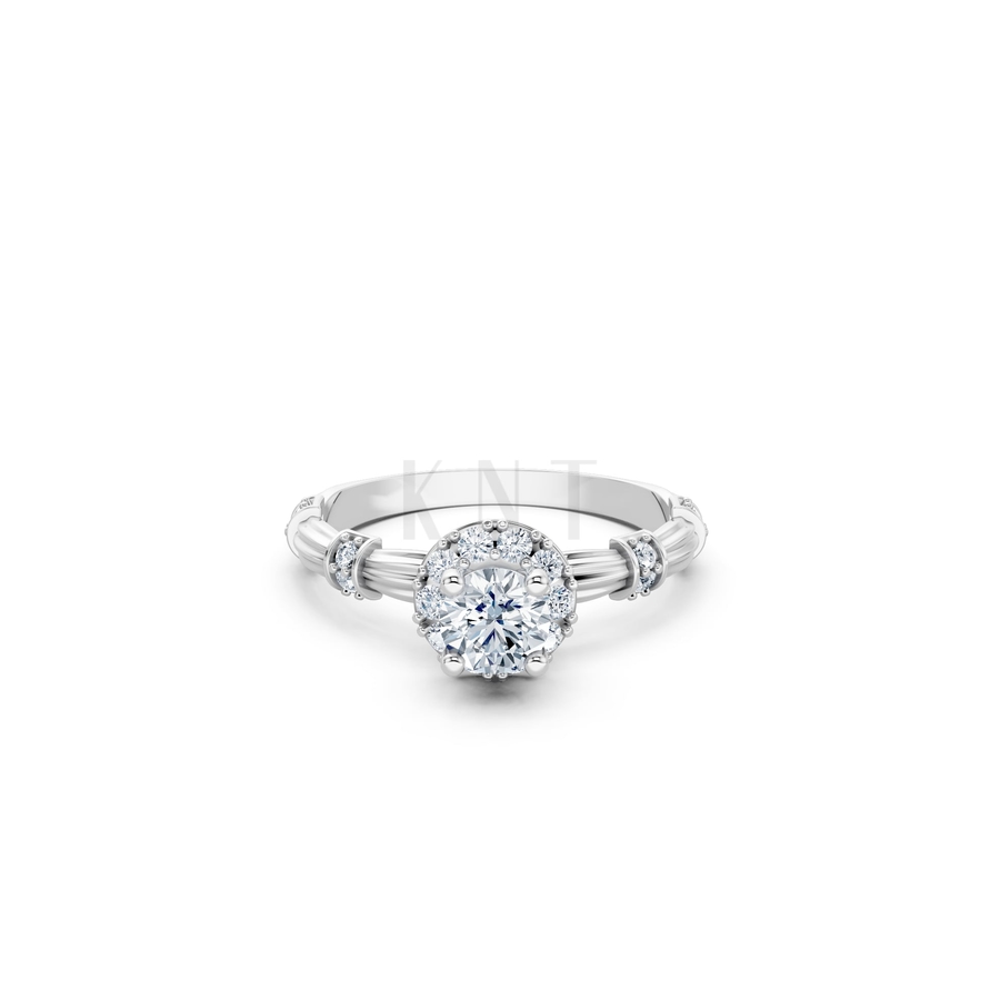 Nhẫn đính hôn R270 màu vàng trắng White Gold vàng sáng bóng, thiết kế trẻ trung