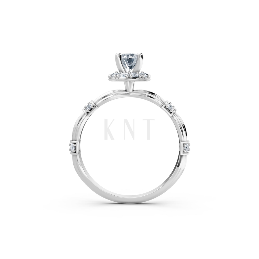 Nhẫn đính hôn R270 màu vàng trắng White Gold kiểu dáng cá tính, hiện đại