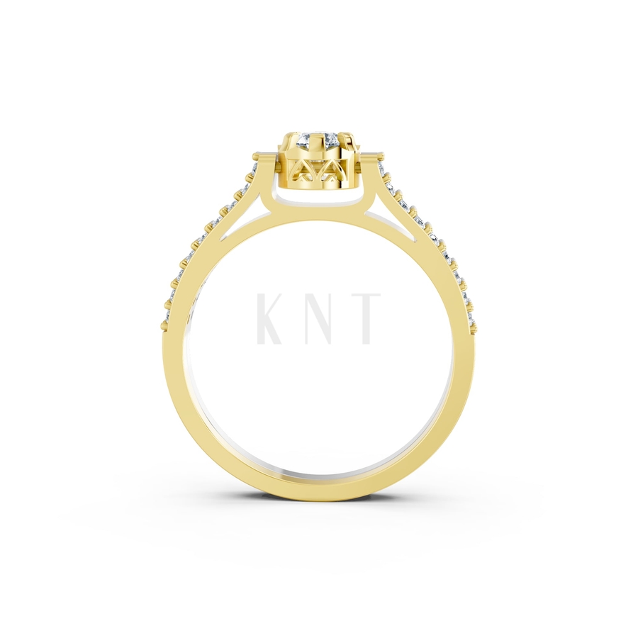 Nhẫn đính hôn R282 phối màu Dual Color vàng đẹp, họa tiết hình học, độc đáo