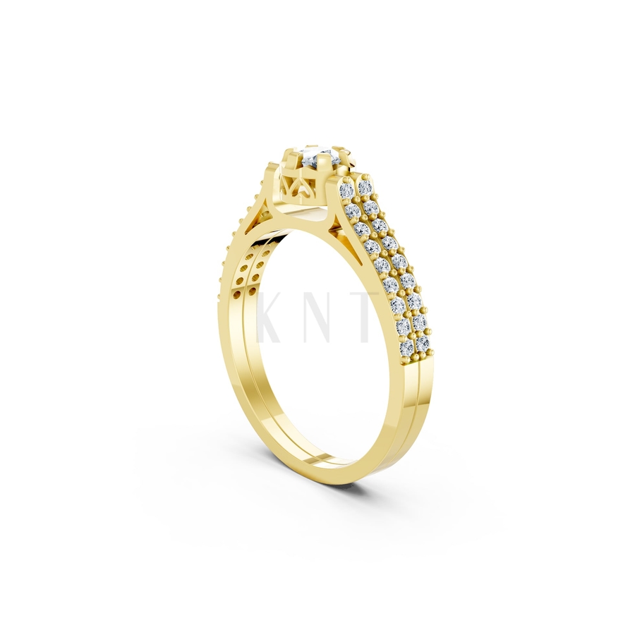 Nhẫn đính hôn R282 màu Vàng Gold thiết kế phá cách, sang trọng