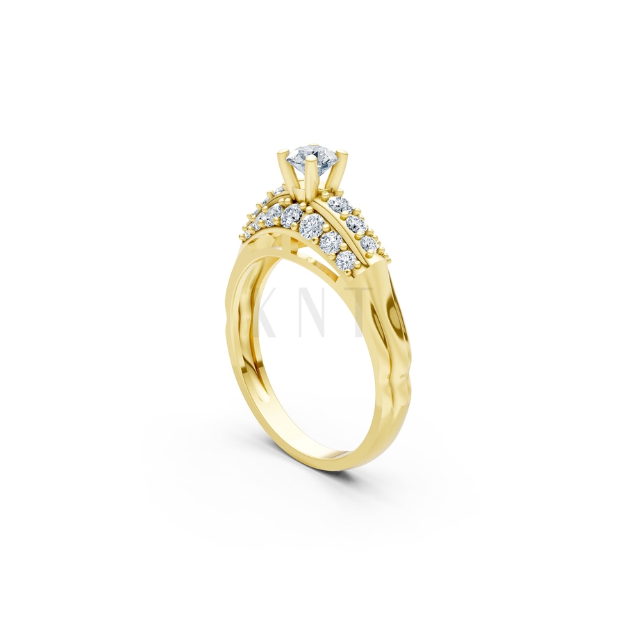 Nhẫn đính hôn R284 màu Vàng Gold thiết kế phá cách, sang trọng