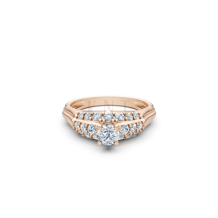 Nhẫn đính hôn R284 màu vàng hồng Rose Gold thiết kế đối xứng, phong cách, ấn tượng