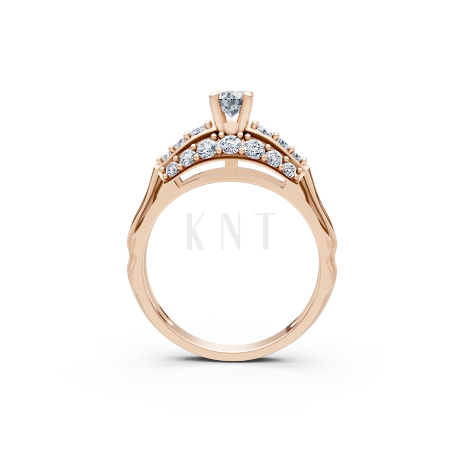 Nhẫn đính hôn R284 màu vàng hồng Rose Gold vàng đẹp, họa tiết hình học, độc đáo