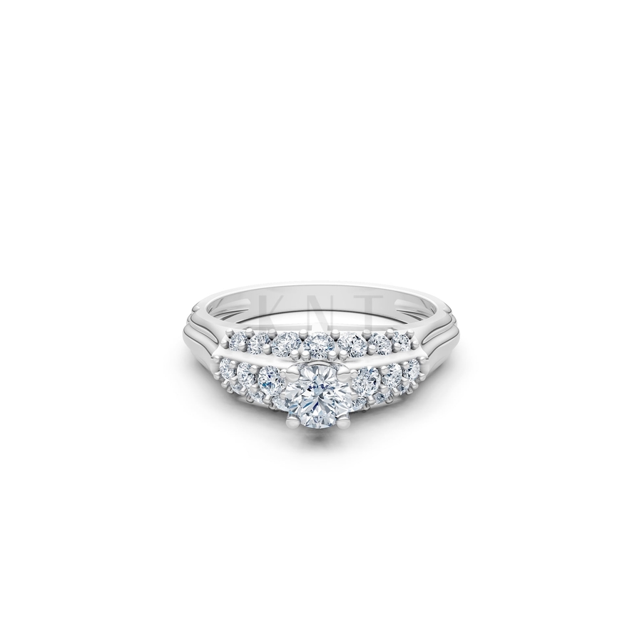 Nhẫn đính hôn R284 màu vàng trắng White Gold vàng sáng bóng, thiết kế trẻ trung