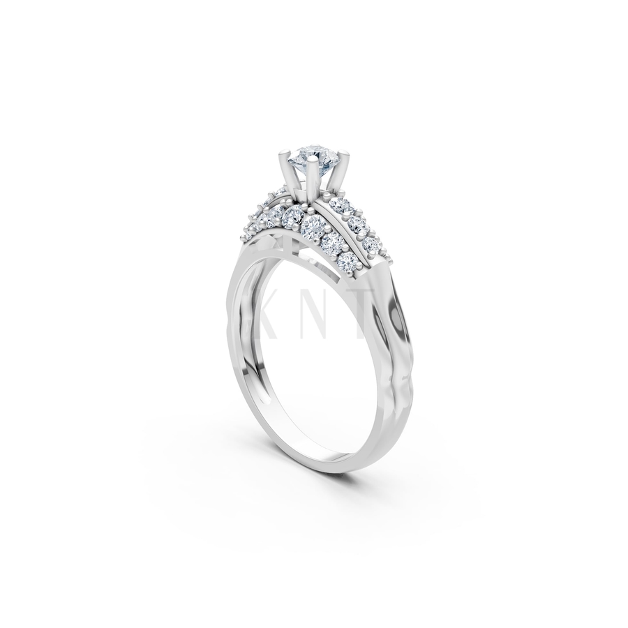 Nhẫn đính hôn R284 màu vàng trắng White Gold vàng sáng, đường nét sắc sảo, tinh tế