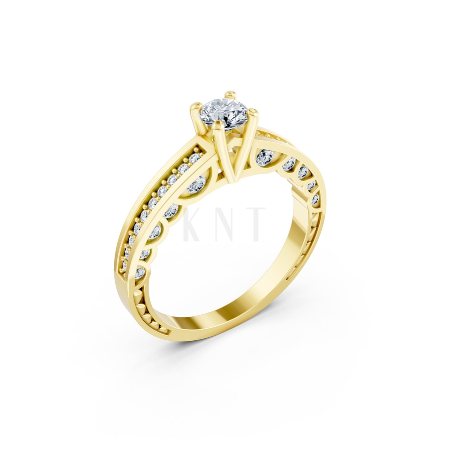 NHẪN ĐÍNH HÔN R285 màu Vàng Gold thiết kế tinh tế, sang trọng