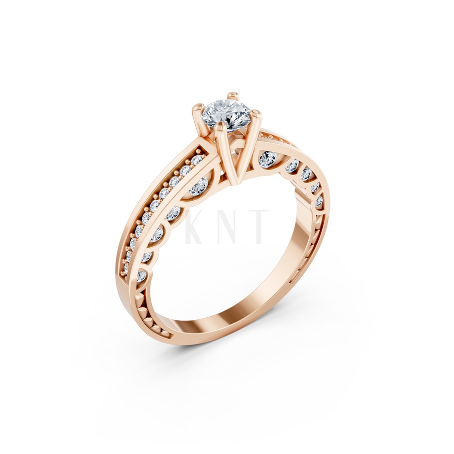 NHẪN ĐÍNH HÔN R285 màu vàng hồng Rose Gold họa tiết ấn tượng, cá tính