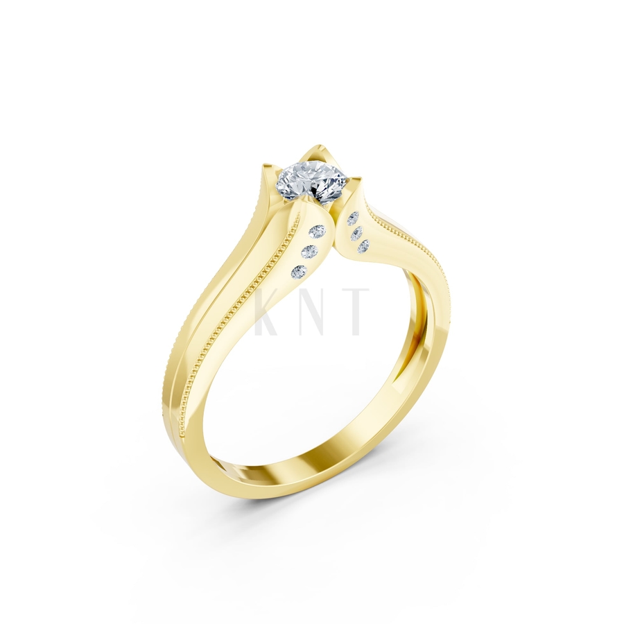 Nhẫn đính hôn R287 màu Vàng Gold thiết kế phá cách, sang trọng