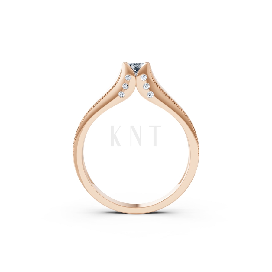 Nhẫn đính hôn R287 màu vàng hồng Rose Gold phong cách trẻ trung, nổi bật