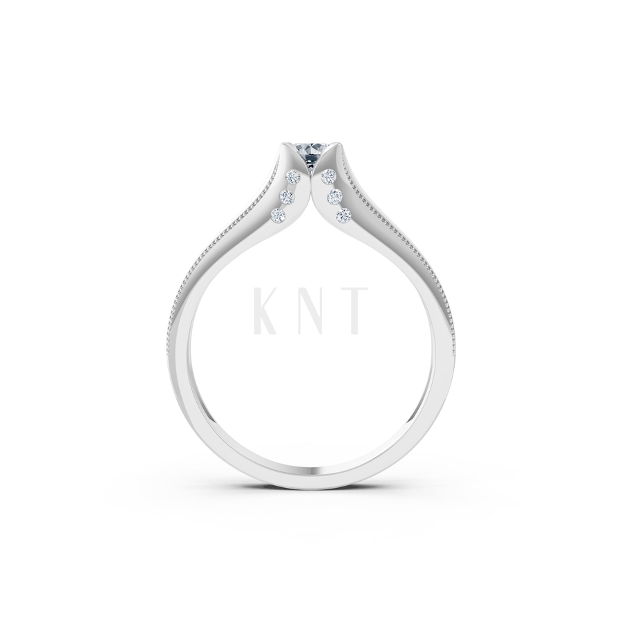 Nhẫn đính hôn R287 màu vàng trắng White Gold kiểu dáng cá tính, hiện đại