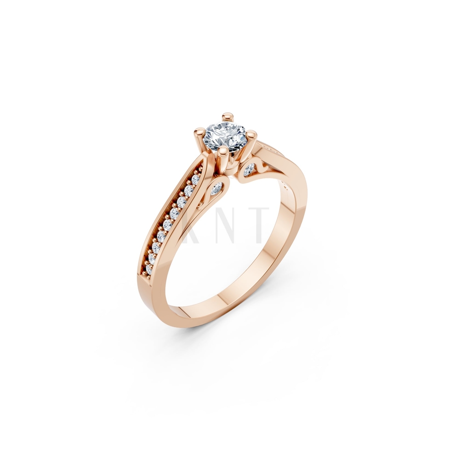 Nhẫn đính hôn R288 màu vàng hồng Rose Gold họa tiết ấn tượng, cá tính