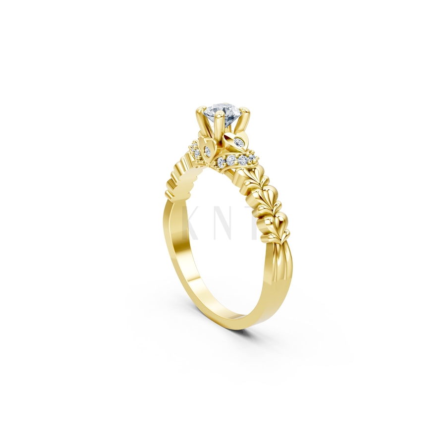 Nhẫn đính hôn R289 màu Vàng Gold vàng 10K/14K/18K/607 cao cấp, thanh lịch