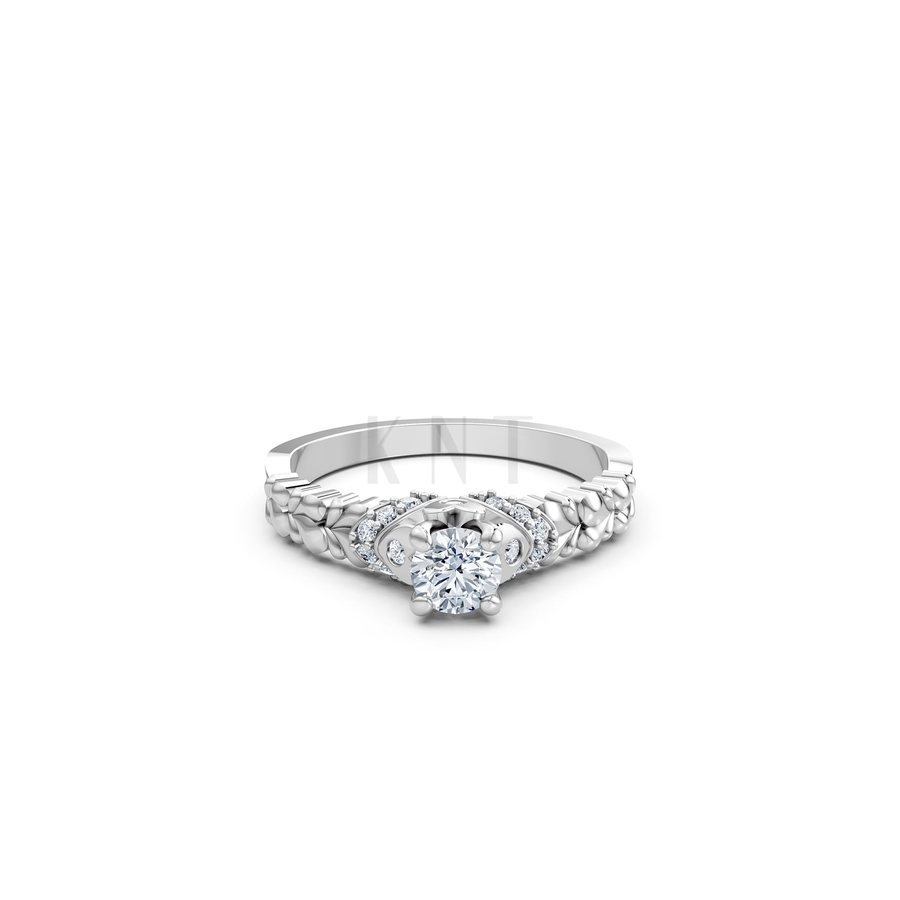 Nhẫn đính hôn R289 màu vàng trắng White Gold vàng sáng, đường nét sắc sảo, tinh tế