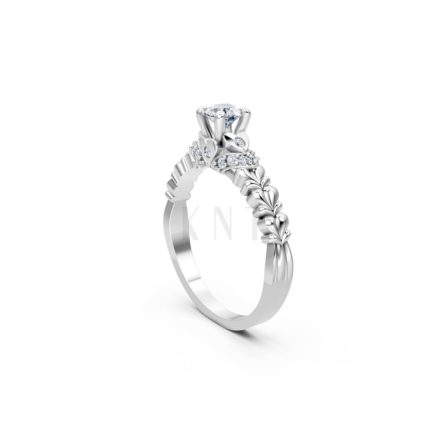 Nhẫn đính hôn R289 màu vàng trắng White Gold kiểu dáng cá tính, hiện đại