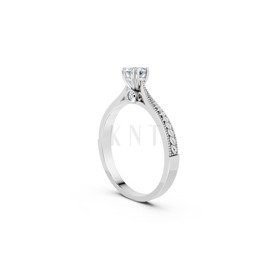 Nhẫn đính hôn R290 màu vàng trắng White Gold vàng sáng bóng, thiết kế trẻ trung