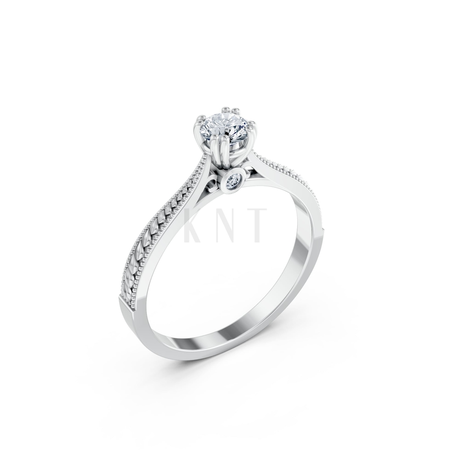 Nhẫn đính hôn R290 màu vàng trắng White Gold kiểu dáng hiện đại, nổi bật