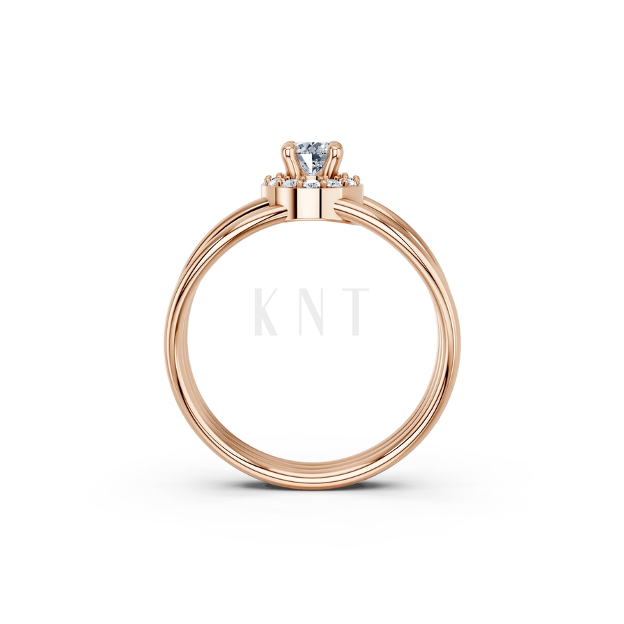 Nhẫn đính hôn đá cao cấp R292 màu vàng hồng Rose Gold thiết kế đối xứng, phong cách, ấn tượng