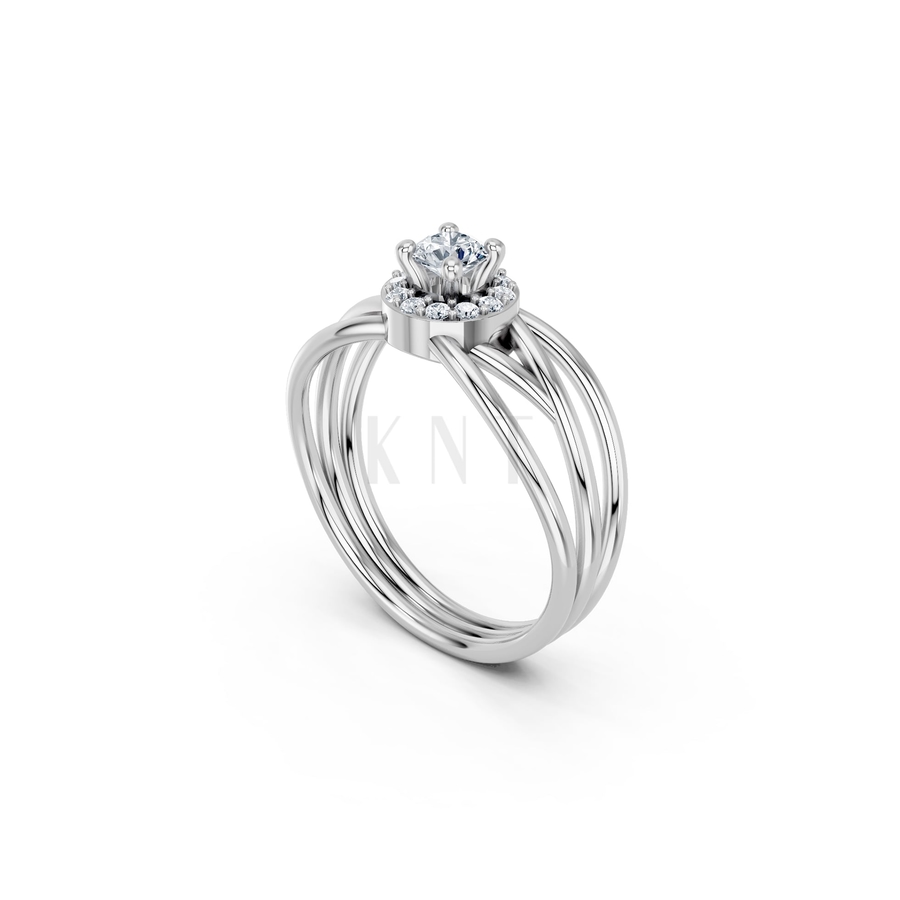 Nhẫn đính hôn đá cao cấp R292 màu vàng trắng White Gold vàng sáng bóng, thiết kế trẻ trung