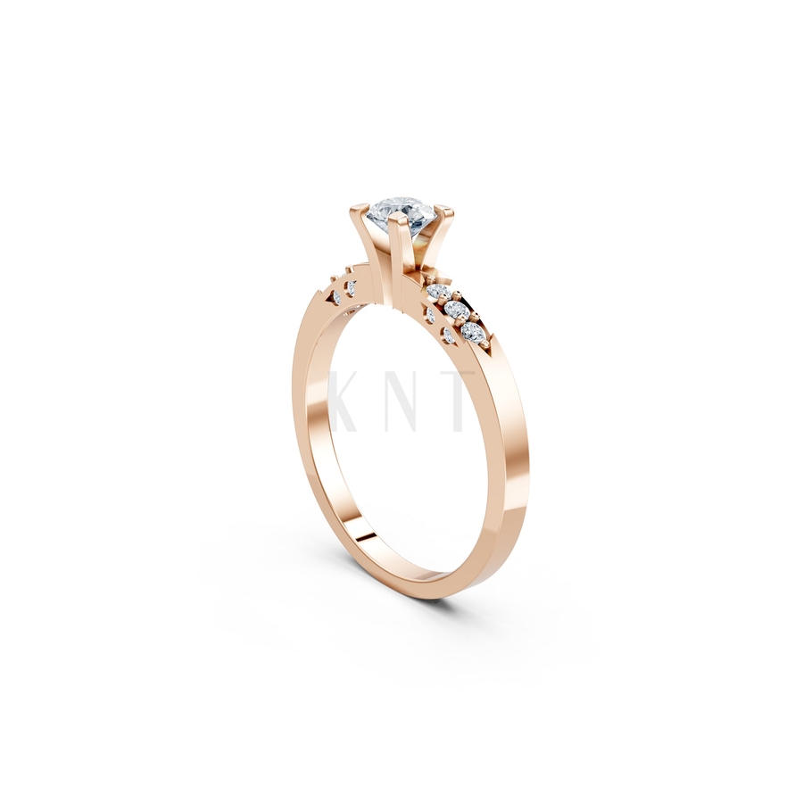 Nhẫn đính hôn R296 màu vàng hồng Rose Gold vàng đẹp, họa tiết hình học, độc đáo