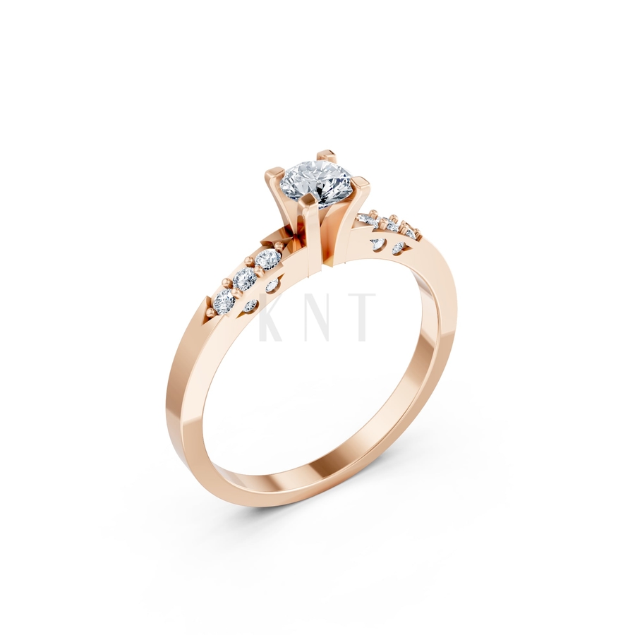 Nhẫn đính hôn R296 màu vàng hồng Rose Gold họa tiết ấn tượng, cá tính