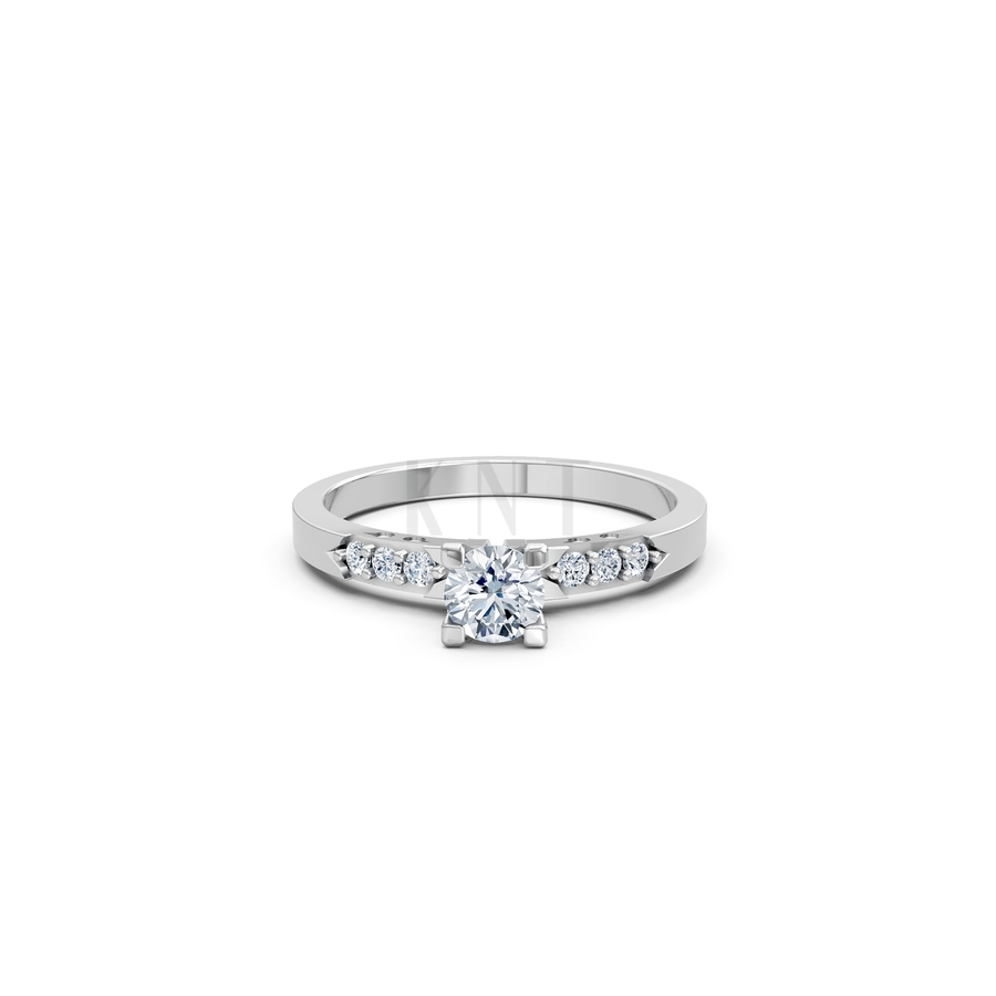 Nhẫn đính hôn R296 màu vàng trắng White Gold kiểu dáng cá tính, hiện đại