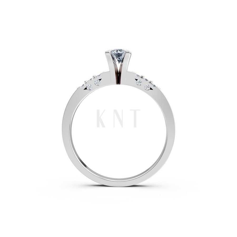 Nhẫn đính hôn R296 màu vàng trắng White Gold vàng sáng bóng, thiết kế trẻ trung