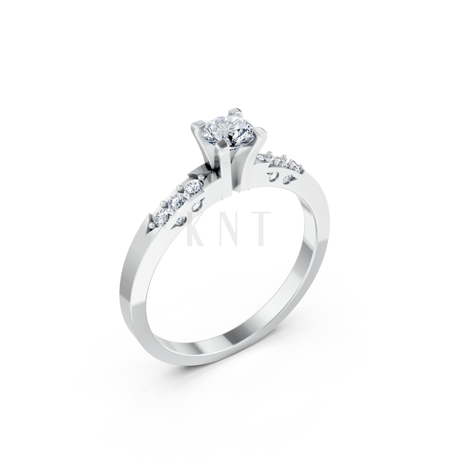 Nhẫn đính hôn R296 màu vàng trắng White Gold kiểu dáng hiện đại, nổi bật