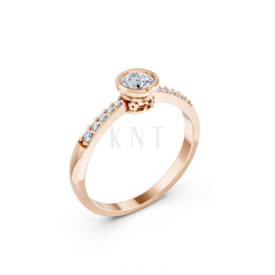 Nhẫn đính hôn đá cao cấp R298 màu vàng hồng Rose Gold họa tiết ấn tượng, cá tính