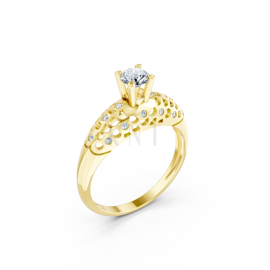 Nhẫn đính hôn đá US R299 màu Vàng Gold thiết kế tinh tế, sang trọng