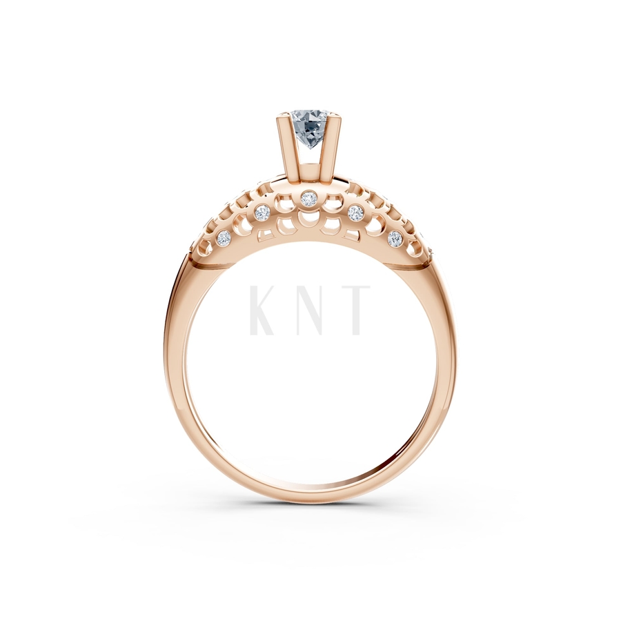 Nhẫn đính hôn đá US R299 màu vàng hồng Rose Gold phong cách trẻ trung, nổi bật