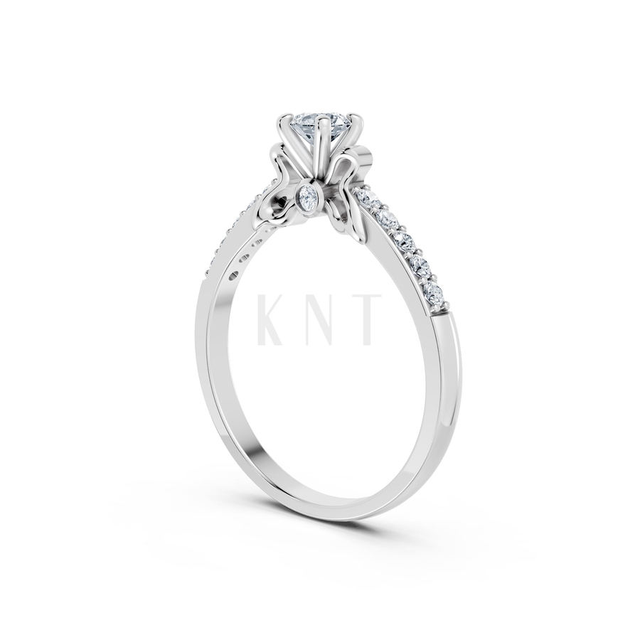 Nhẫn đính hôn đá cao cấp R301 màu vàng trắng White Gold vàng sáng, đường nét sắc sảo, tinh tế