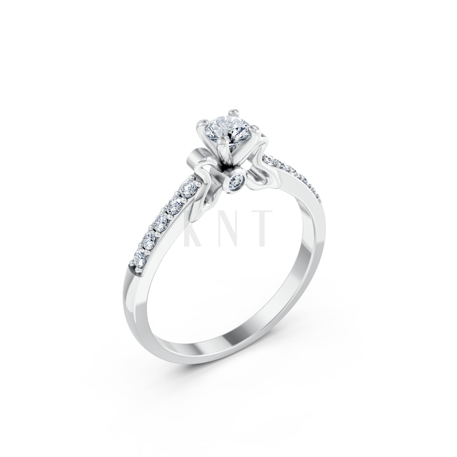 Nhẫn đính hôn đá cao cấp R301 màu vàng trắng White Gold kiểu dáng hiện đại, nổi bật