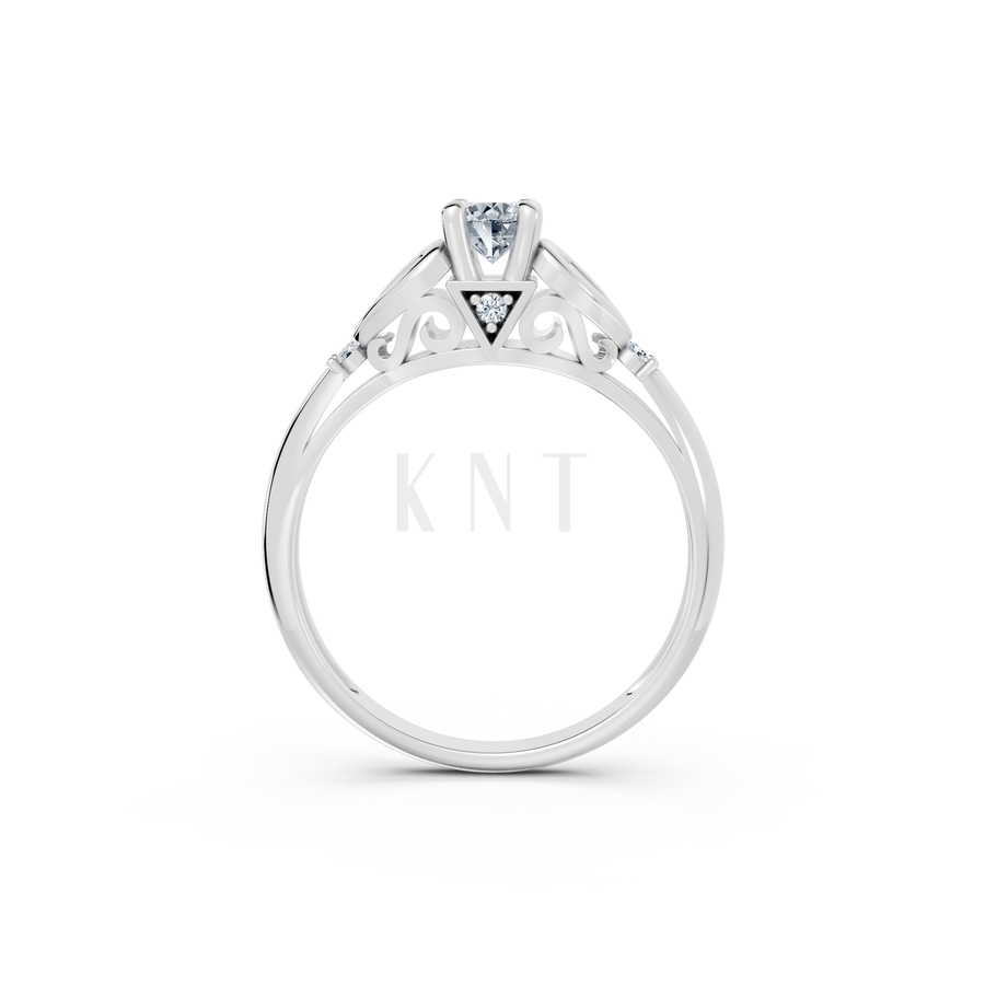 Nhẫn đính hôn đá US R303 màu vàng trắng White Gold kiểu dáng cá tính, hiện đại